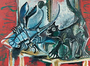 Artikelbild: Parkt mit anderen Meistern des 20. Jahrhunderts bis Mitte November im Leopold-Museum: Picassos "Katze und Hummer" ("Chat et homard", 1965), © Succession Picasso / VBK, Wien 2010 - Foto: Robert Bayer, Basel