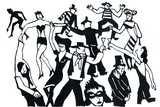 Der Scherenschnitt „Tanzende“ – Musik- und Barszenen waren beliebte Motive des Scherenmeisters Bruno Linnert.  Foto: Katalog Galerie 16 