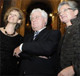 Wilfried Seipel mit seiner Nachfolgerin Sabine Haag und Unterrichtsministerin Claudia Schmied. 