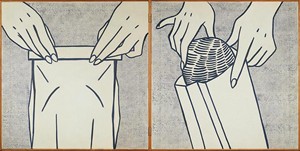 Artikelbild: Winzige Werbeillustrationen blies Roy Lichtenstein auf Leinwandgröße 
auf: 
"Bread in Bag" (1961) ist das, was es ist - das Bild eines Brotes im 
Papiersackerl.  - Foto: VBK, Wien 2011