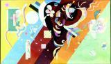 Kandinsky ordnete den Farben Sinneseindrücke zu, der Farbe Blau etwa die Eigenschaften "weich" und "aromatisch", der Farbe Gelb hingegen "scharf". Im Bild: "Komposition IX", 1936. Foto: VG Bild-Kunst, Bonn