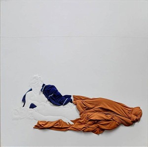 Artikelbild: Michal Pechoucek zieht seinen gemalten Figuren Textilien an: "Time for bed XXXIV" , 2010. - Foto: Kunst im Hangar